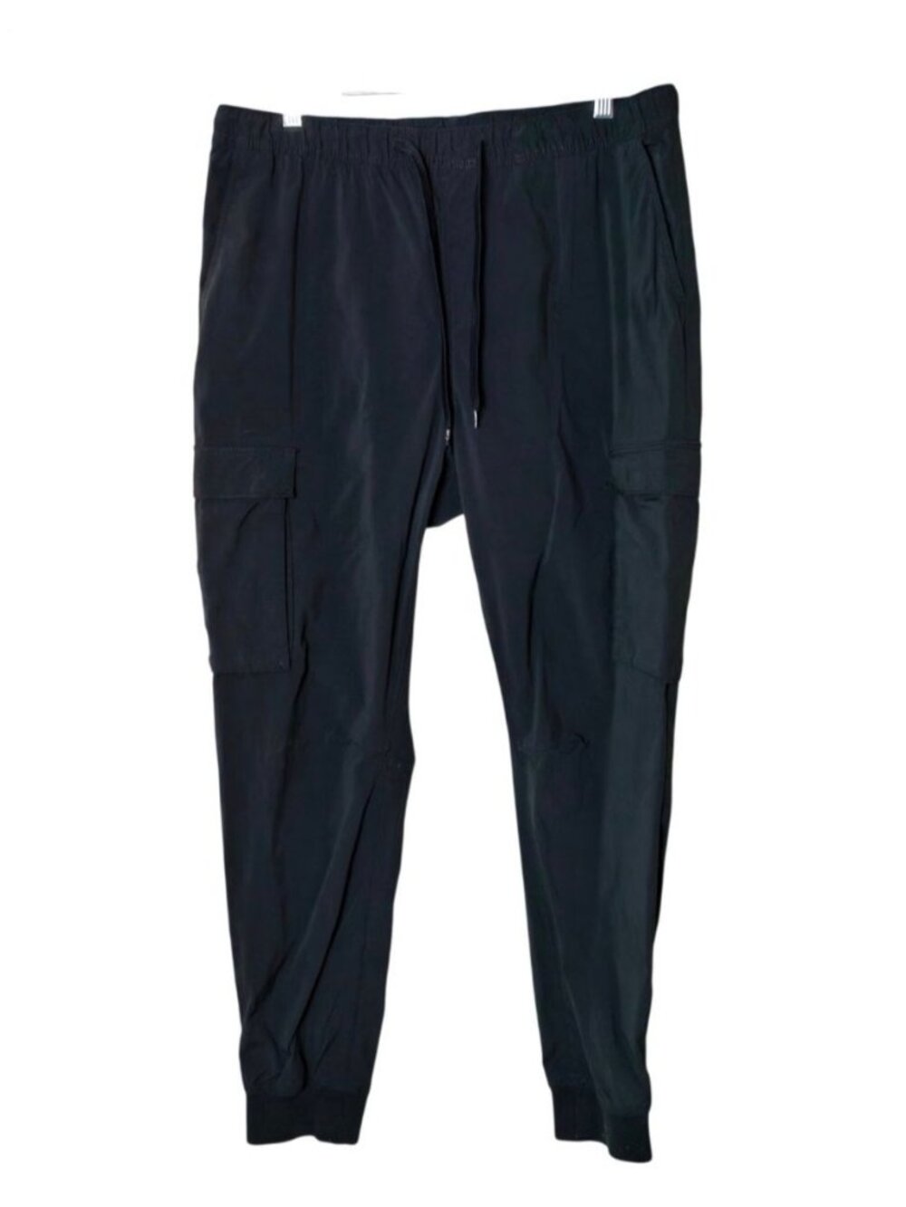 H&M Men L Cargo Jogger Pants Black Slim Fit Nylon Coupe Utility Tapered Preppy